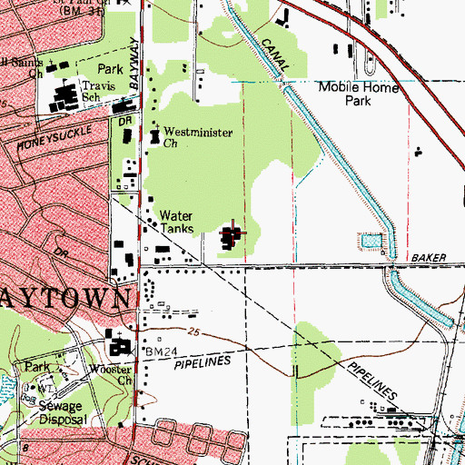 Topographic Map of Saint James Church, TX