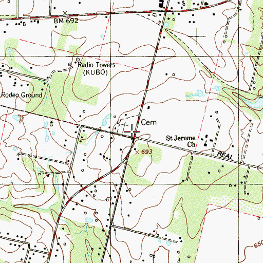 Topographic Map of Saint Jerome Church, TX