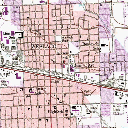 Topographic Map of Saint Joan of Arc School, TX