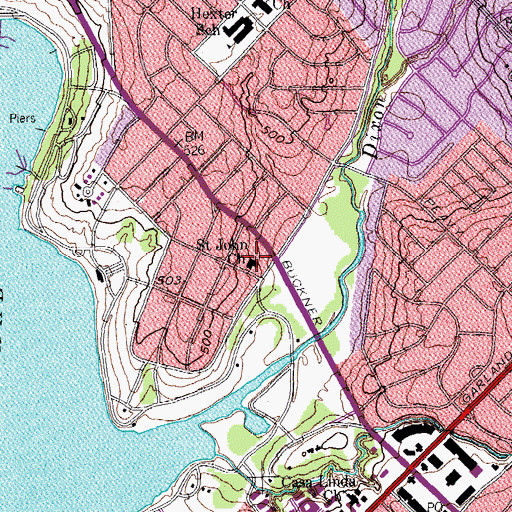 Topographic Map of Saint John Church, TX