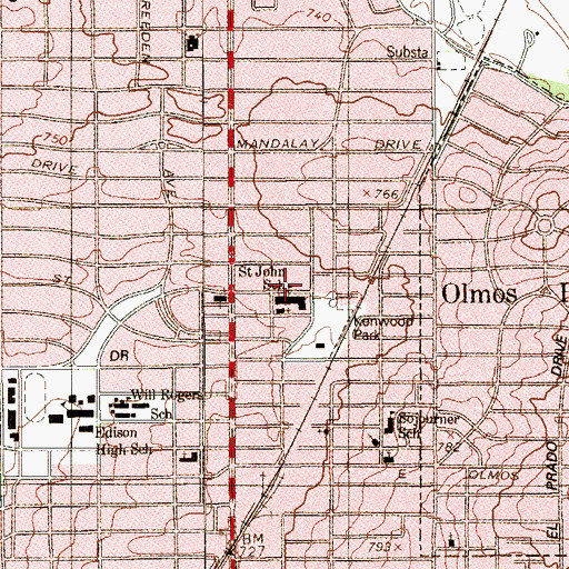 Topographic Map of Saint John School, TX