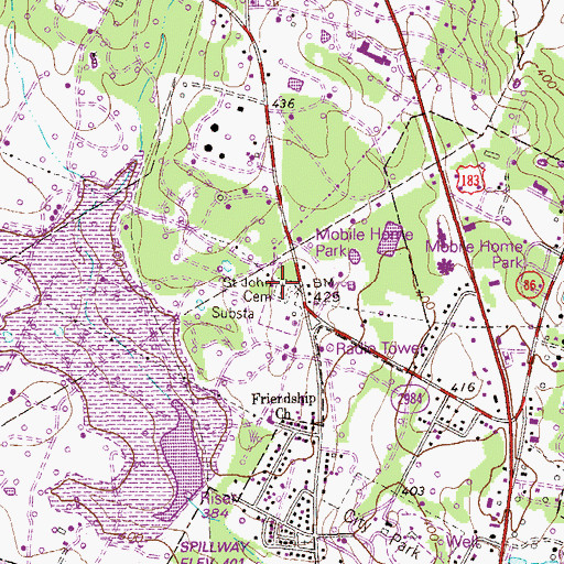 Topographic Map of Saint Johns Cemetery, TX