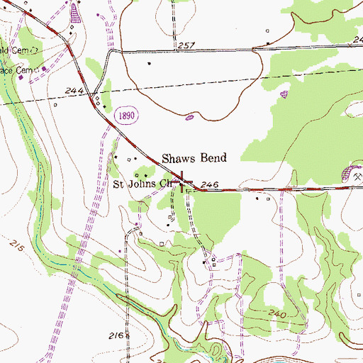 Topographic Map of Saint Johns Church, TX