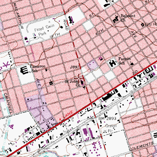 Topographic Map of Saint Johns Church, TX