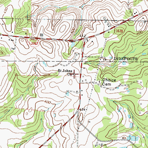 Topographic Map of Saint Johns Church, TX