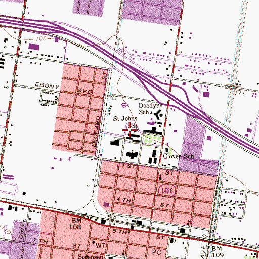 Topographic Map of Saint Johns School, TX