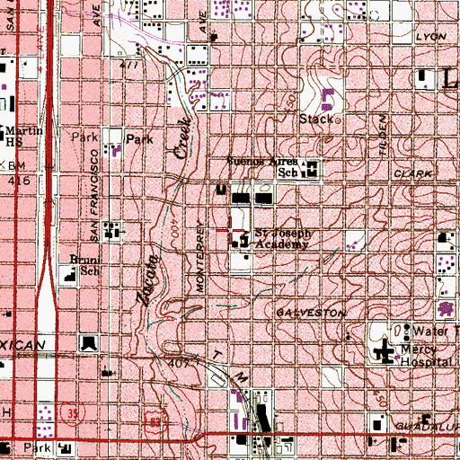Topographic Map of Saint Joseph Academy, TX