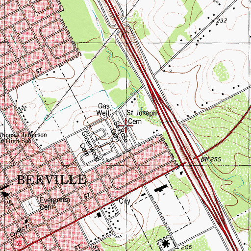 Topographic Map of Saint Joseph Cemetery, TX