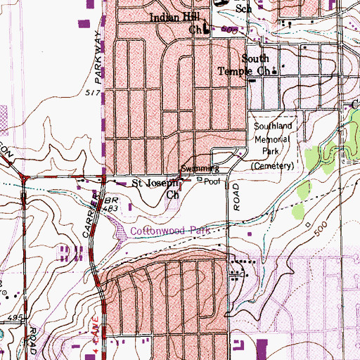 Topographic Map of Saint Joseph Church, TX
