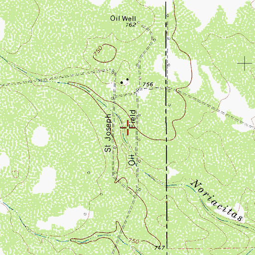 Topographic Map of Saint Joseph Oil Field, TX