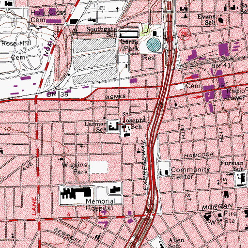 Topographic Map of Saint Joseph School, TX