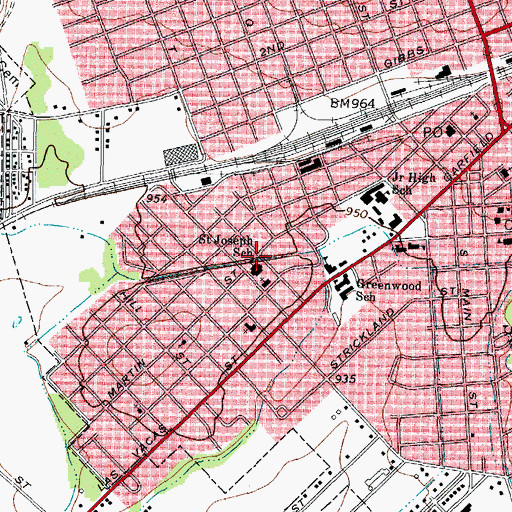 Topographic Map of Saint Joseph School, TX
