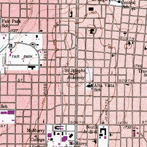 Topographic Map of Saint Josephs Academy, TX