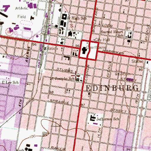 Topographic Map of Saint Joseph Catholic School, TX