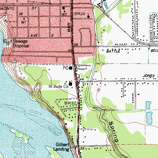 Topographic Map of Saint Jude Church, TX