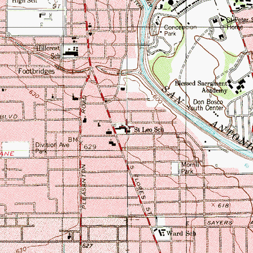 Topographic Map of Saint Leo School, TX
