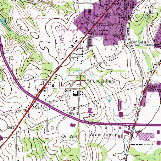 Topographic Map of Saint Louis Cemetery, TX