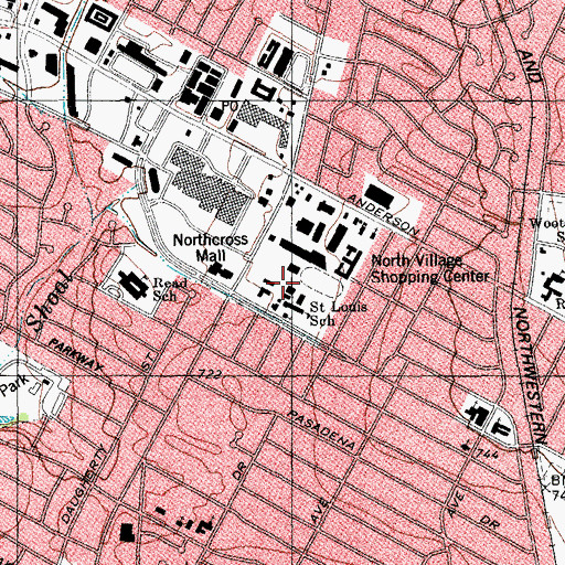 Topographic Map of Saint Louis School, TX