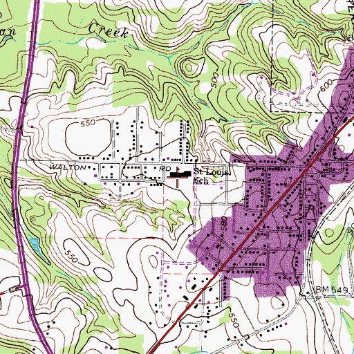 Topographic Map of Saint Louis School, TX