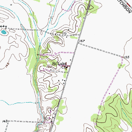 Topographic Map of Saint Luke Church, TX