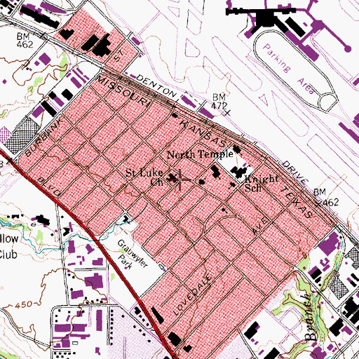 Topographic Map of Saint Luke Church, TX