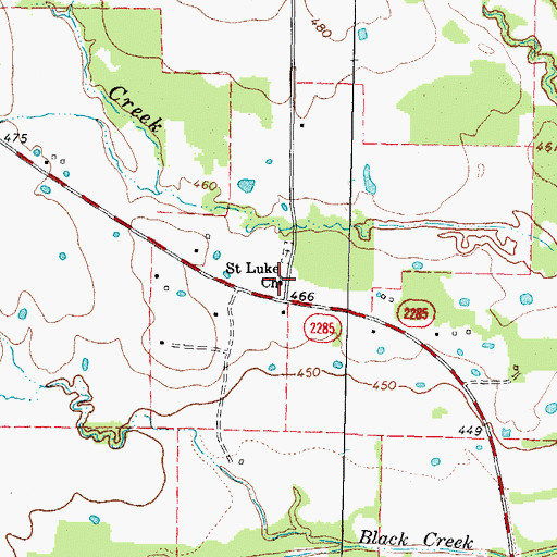 Topographic Map of Saint Luke Church, TX