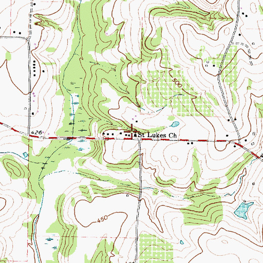 Topographic Map of Saint Lukes Church, TX