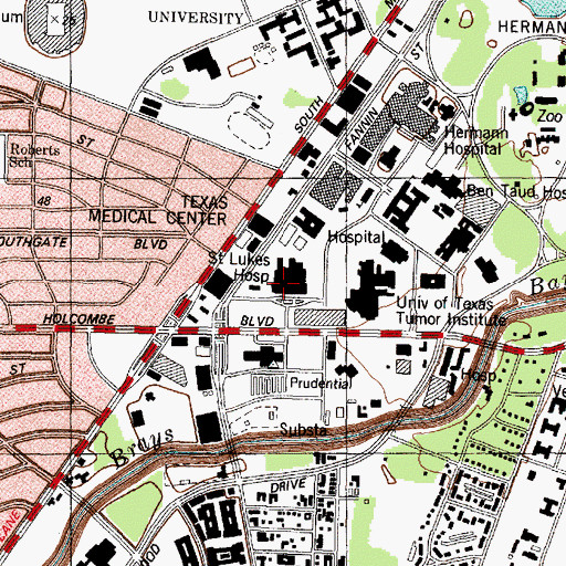 Topographic Map of Baylor Saint Luke's Medical Center, TX