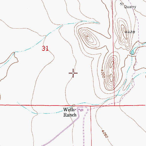 Topographic Map of Wells Ranch, AZ