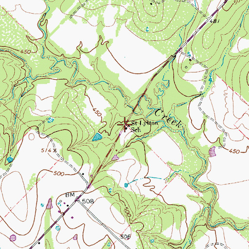 Topographic Map of Saint Lytton School, TX