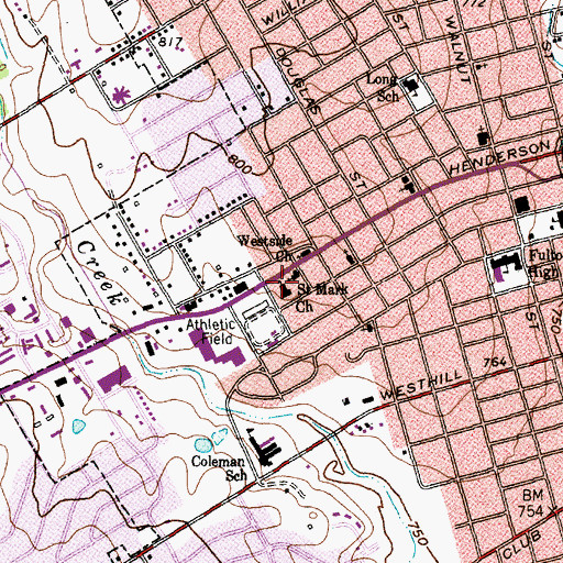 Topographic Map of Saint Mark Church, TX