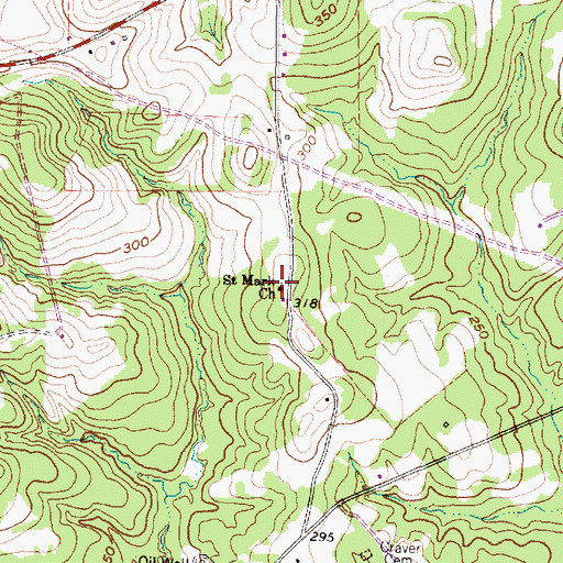 Topographic Map of Saint Mark Church, TX