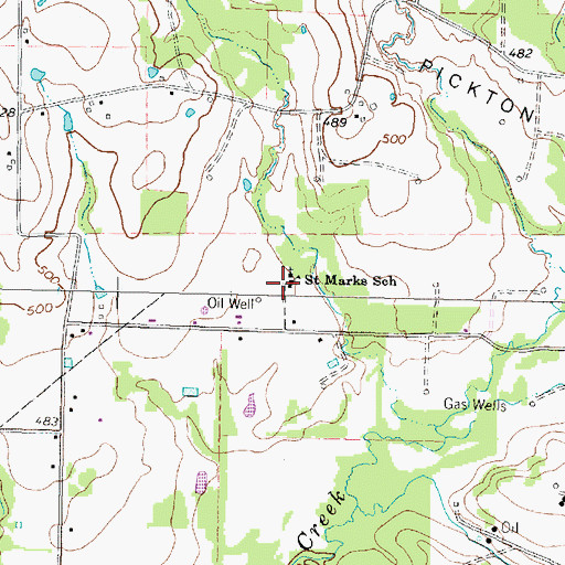 Topographic Map of Saint Marks School, TX