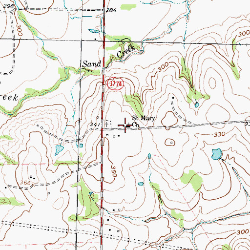 Topographic Map of Saint Mary Church, TX