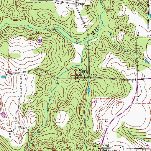 Topographic Map of Saint Mary Church, TX