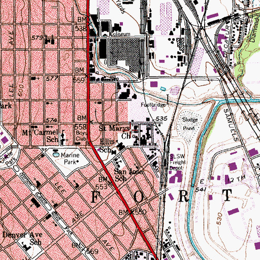Topographic Map of Saint Marys Church, TX