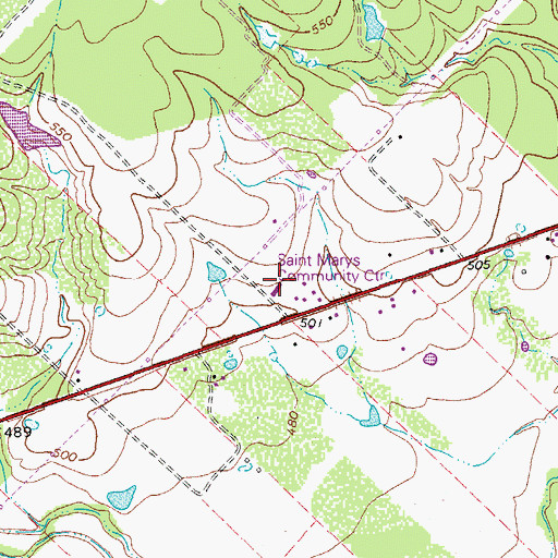 Topographic Map of Saint Marys Community Center, TX