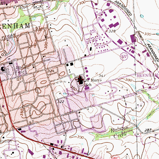 Topographic Map of Saint Marys School, TX