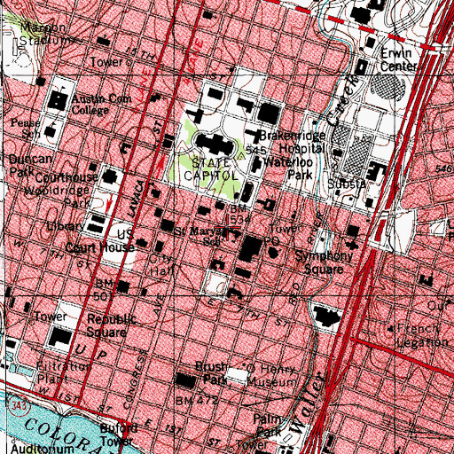 Topographic Map of Cathedral School of Saint Mary, TX