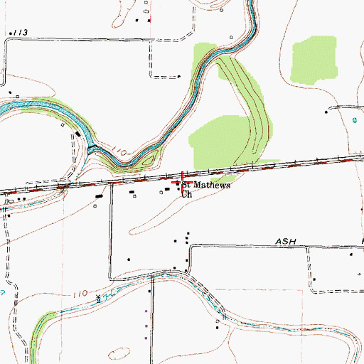 Topographic Map of Saint Mathews Church, TX