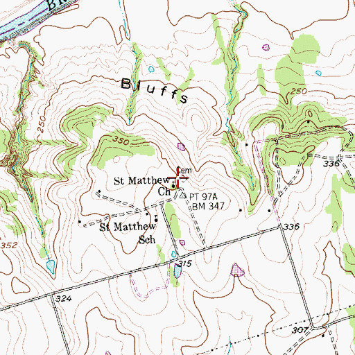 Topographic Map of Saint Matthew Church, TX