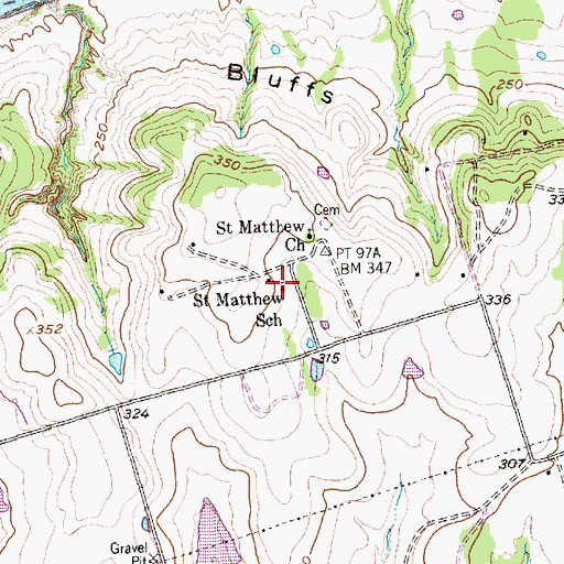 Topographic Map of Saint Matthew School, TX