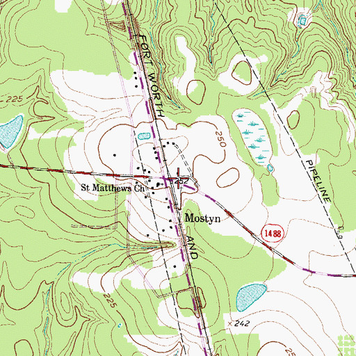 Topographic Map of Saint Matthews Church, TX