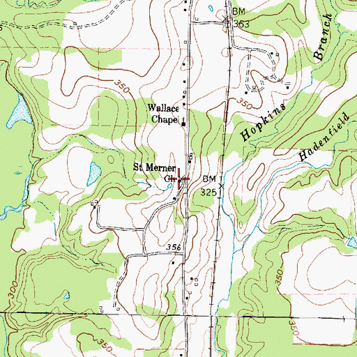 Topographic Map of Saint Merner Church, TX