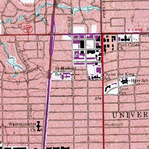 Topographic Map of Saint Michael School, TX