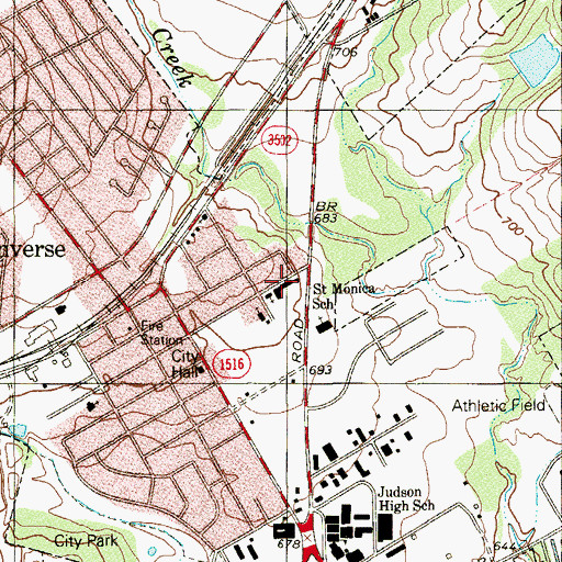 Topographic Map of Saint Monica School, TX