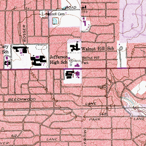 Topographic Map of Saint Monica School, TX