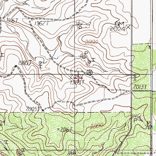 Topographic Map of Saint Patrick Oil Field, TX