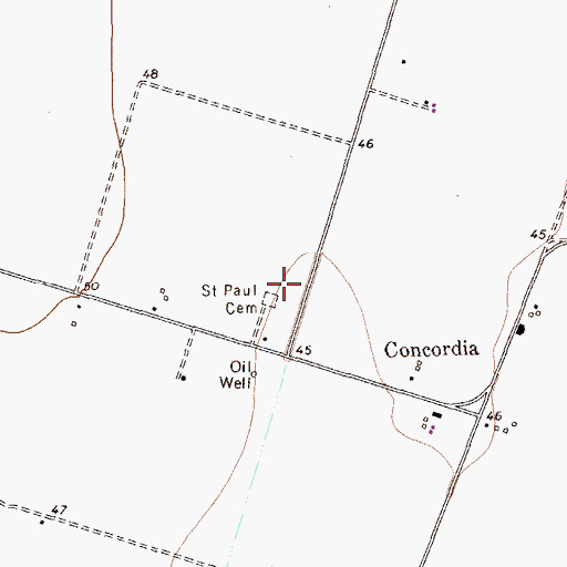 Topographic Map of Saint Paul Cemetery, TX
