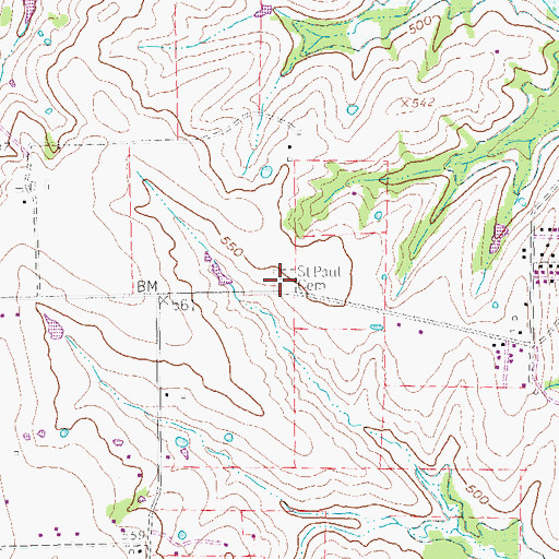 Topographic Map of Saint Paul Cemetery, TX